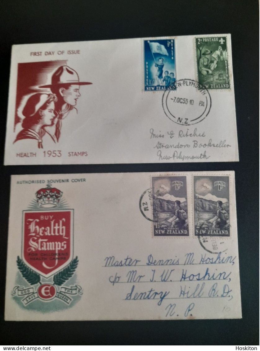 1953  Pair Health Stamps First Day Of Issue And Souvenir Covers - Lettres & Documents