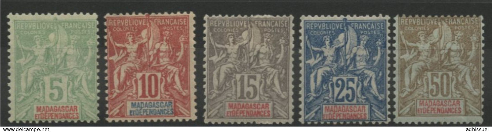 Madagascar N° 42A + 43 à 45 + 47 Neufs * (MH) COTE 101 € - Gebraucht