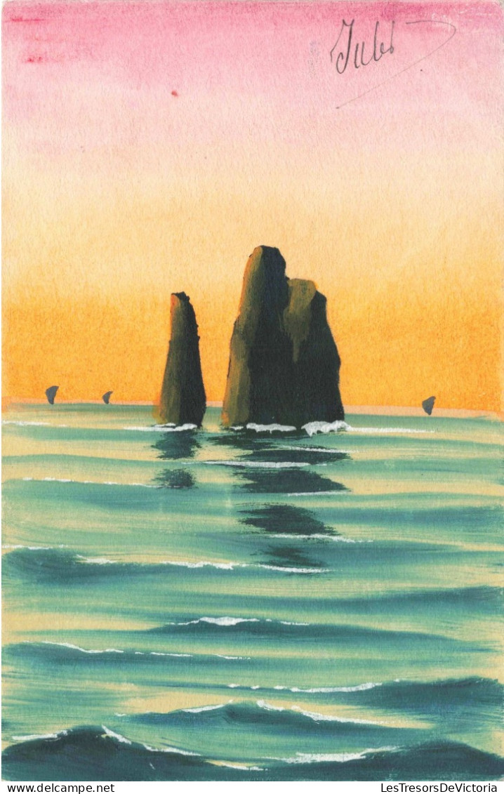 ARTS - Peinture - Des Roches Dans La Mer Au Coucher Du Soleil - Carte Postale - Handel