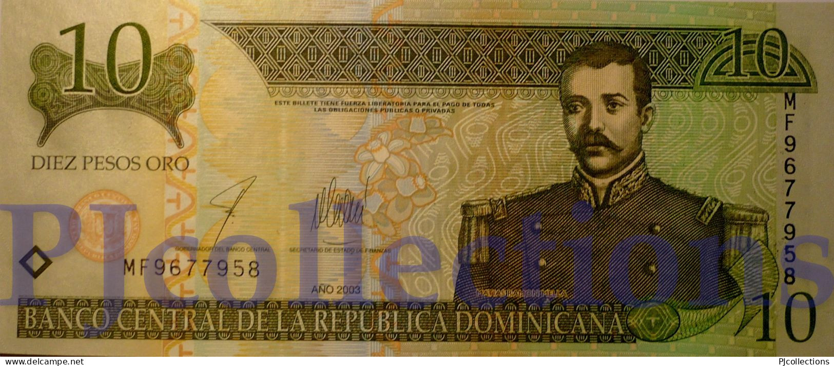 DOMINICAN REPUBLIC 10 PESOS ORO 2003 PICK 168c UNC - Dominicana