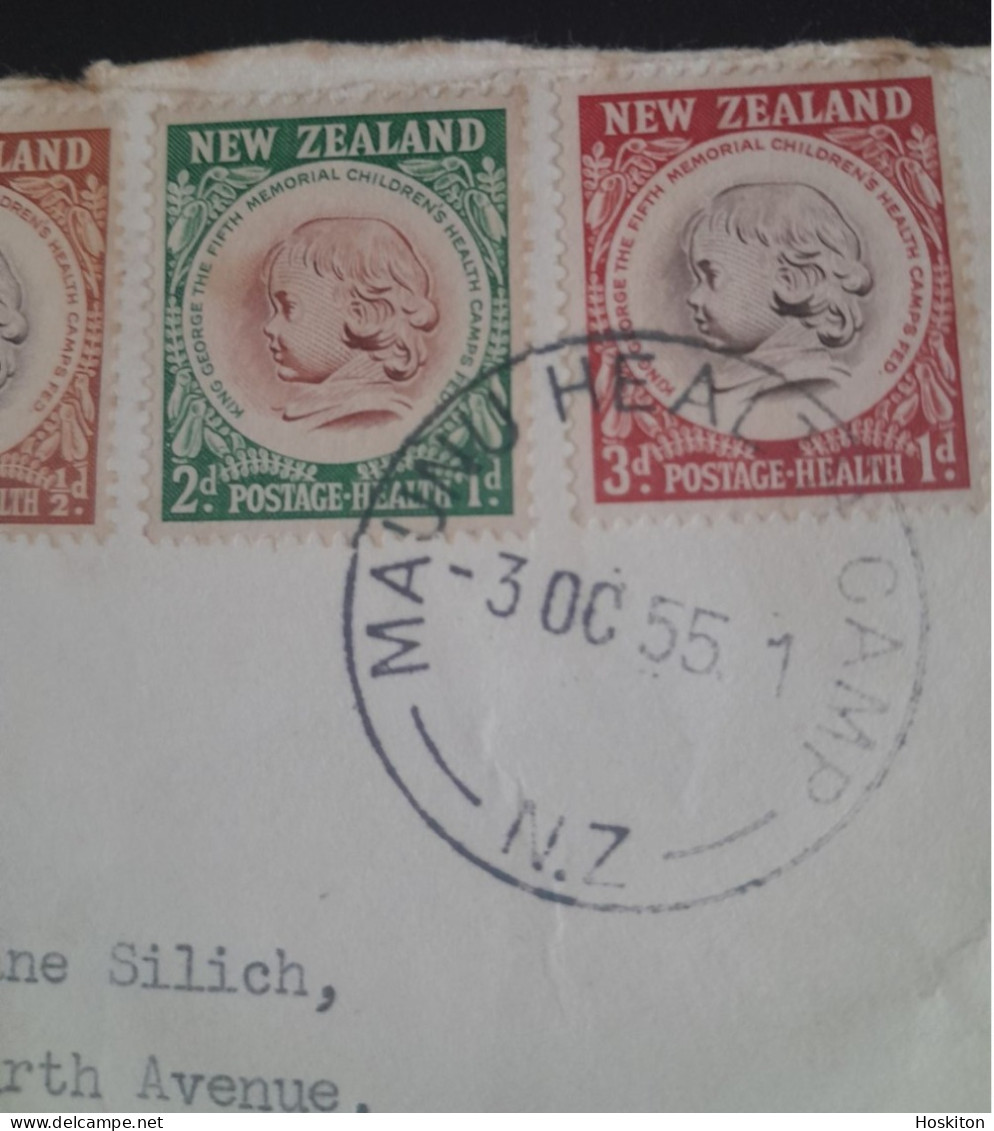 3 Oct 1955,24 Sept 1956 Pair Health Stamps Maintain  Health Camps. - Brieven En Documenten