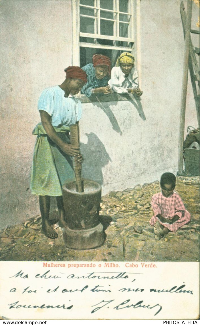 CPA CP Mulheres Preparando O Milho Cabo Verde - Cape Verde
