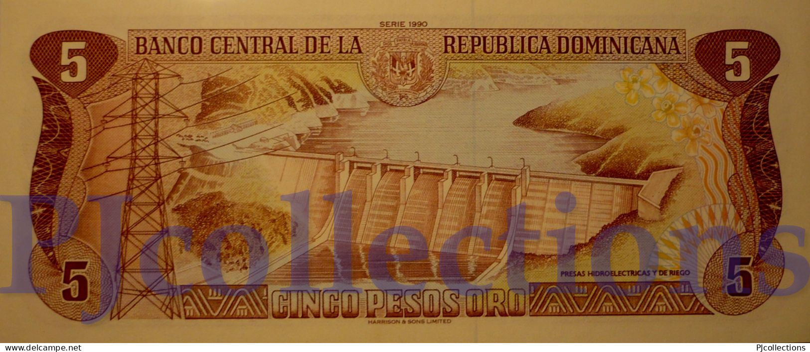 DOMINICAN REPUBLIC 5 PESOS ORO 1990 PICK 131 UNC - Repubblica Dominicana