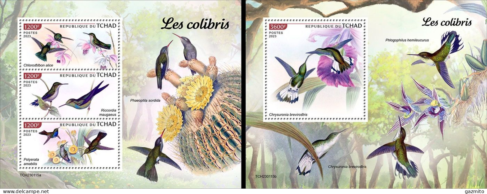 Tchad 2023, Animals, Hummingbirds, 3val In BF+BF - Colibrì