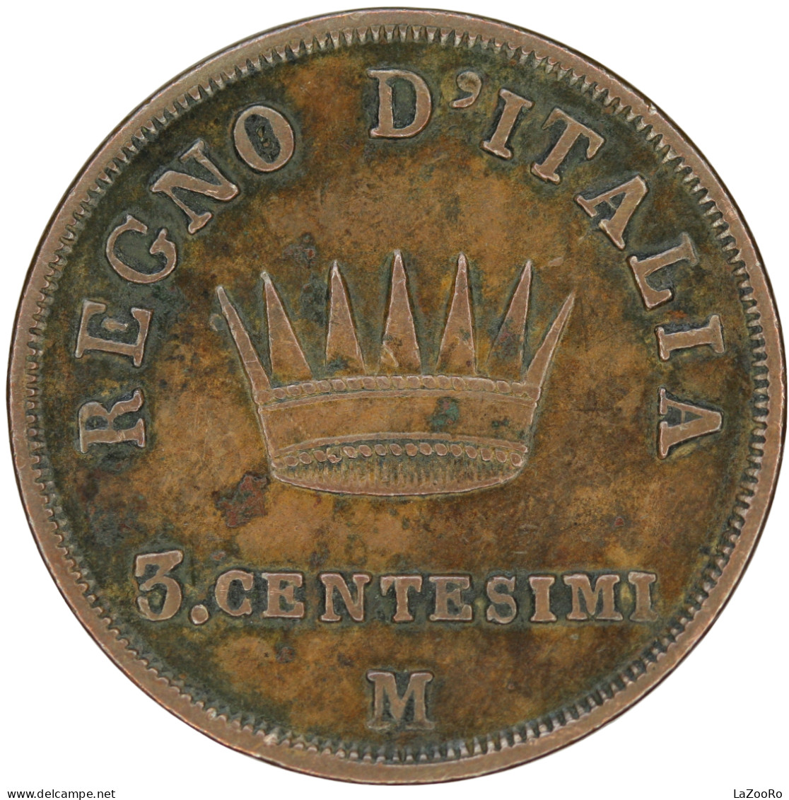 LaZooRo: Italy KINGDOM OF NAPOLEON 3 Centesimi 1813 M XF - République Cisalpine / République Italienne