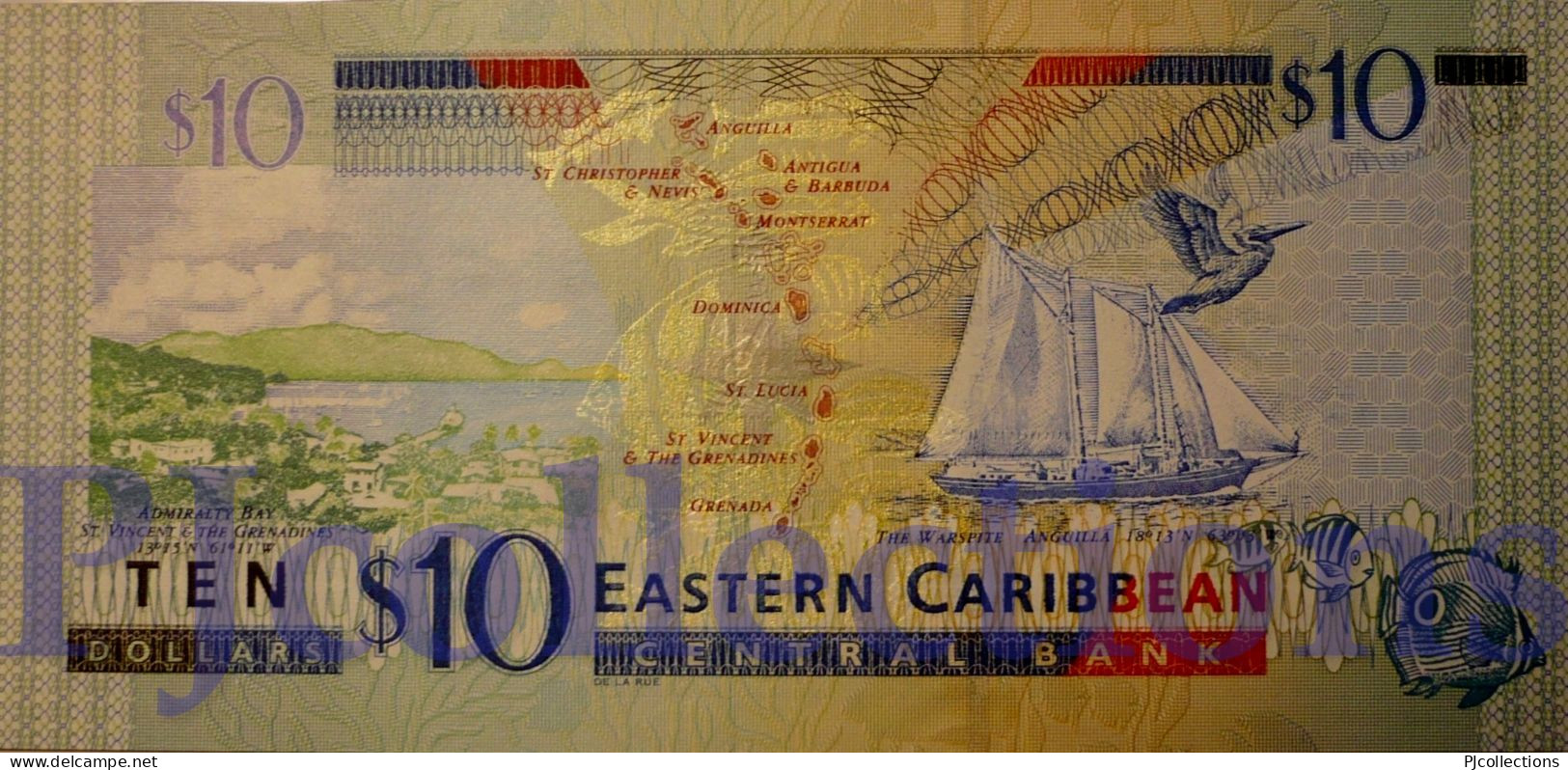 EAST CARIBBEAN 10 DOLLARS 2003 PICK 43L UNC GOOD SERIAL NUMBER "G676666L" - East Carribeans