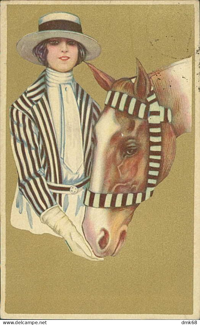 NANNI SIGNED 1920s POSTCARD - WOMAN & HORSE - EDIT DELL'ANNA & GASPERINI - MAILED 1923 (4613) - Nanni