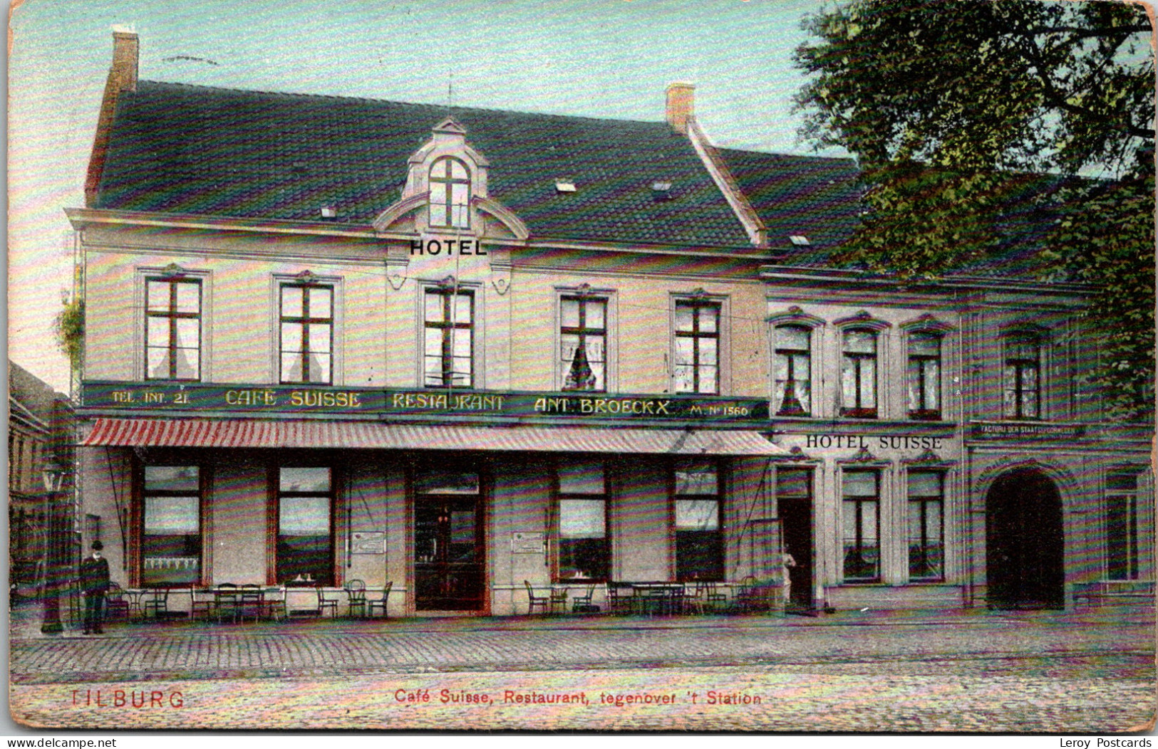 #3663 - Tilburg, Café Suisse, Restaurant, Tegenover 't Station 1914 (NB) - Tilburg