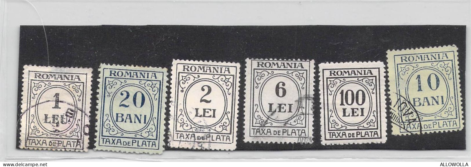 22186 " ROMANIA-TAXA DE PLATA-6 VALORI "  1 LEU E 20 BANI LINGUELLATI - Portomarken