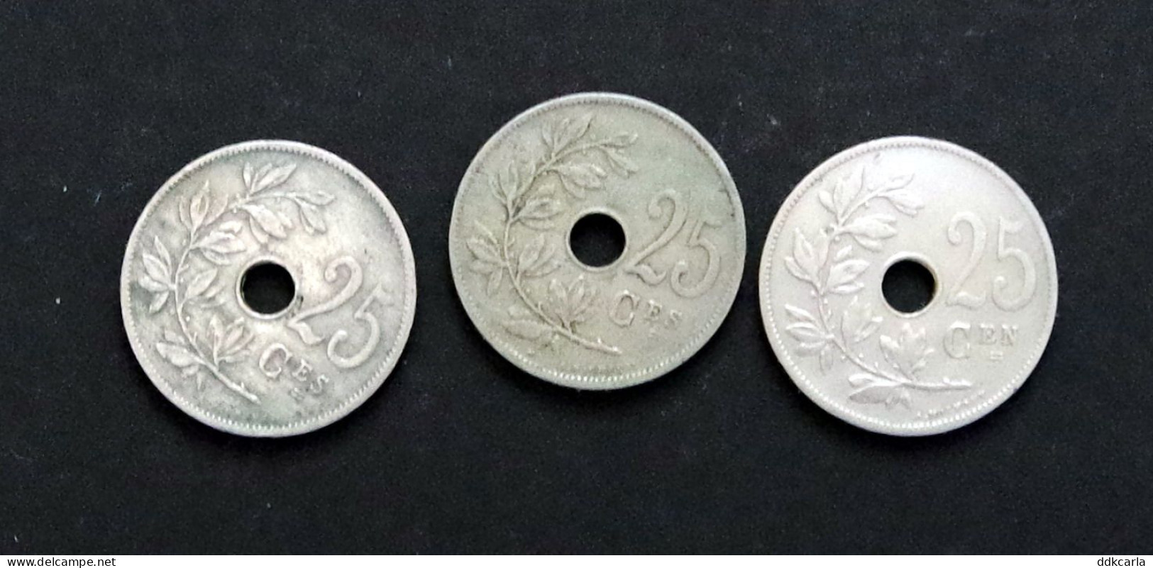 25 Cent Leopold II - 3 Stuks Ass - 25 Centimes