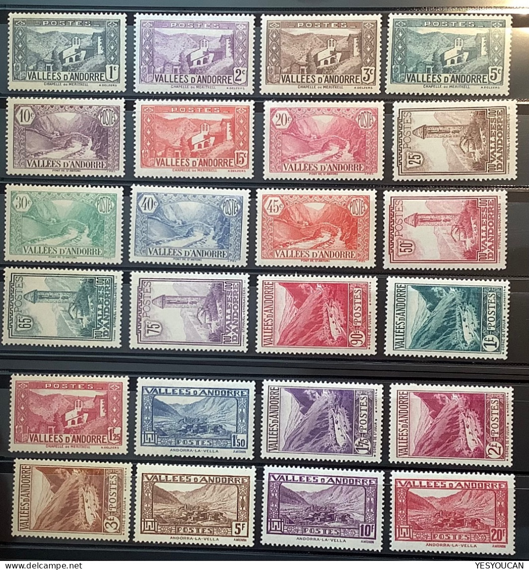 Andorre Français 1932-33 Serie 24-45 SUPERBE Neuf* Charniére Légére Et Frais (MH French Andorra Set - Unused Stamps