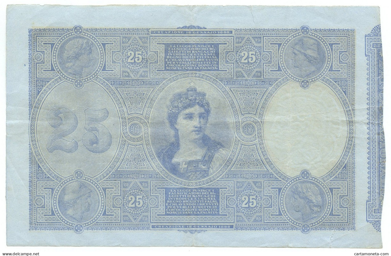 25 LIRE BANCA NAZIONALE NEL REGNO D'ITALIA NUOVO TIPO 18/01/1888 BB/SPL - Sonstige & Ohne Zuordnung