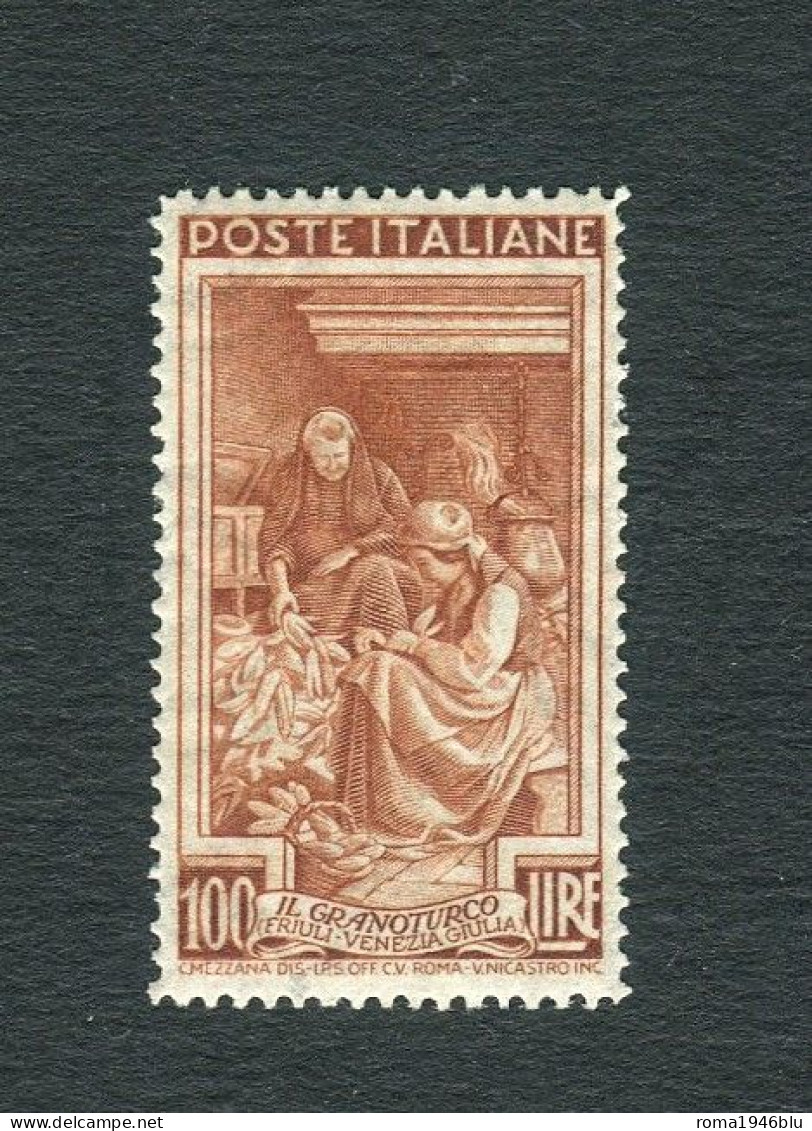 REPUBBLICA 1950  ITALIA AL LAVORO FIL RUOTA 100 LIRE  ** MNH - 1946-60: Mint/hinged