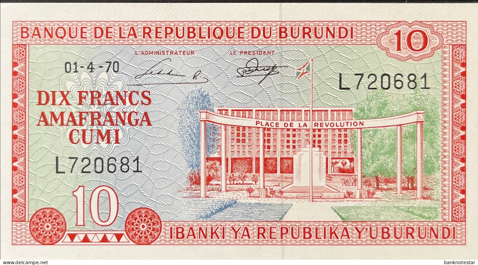 Burundi 10 Francs, P-20b (1.4.1970) - UNC - Burundi