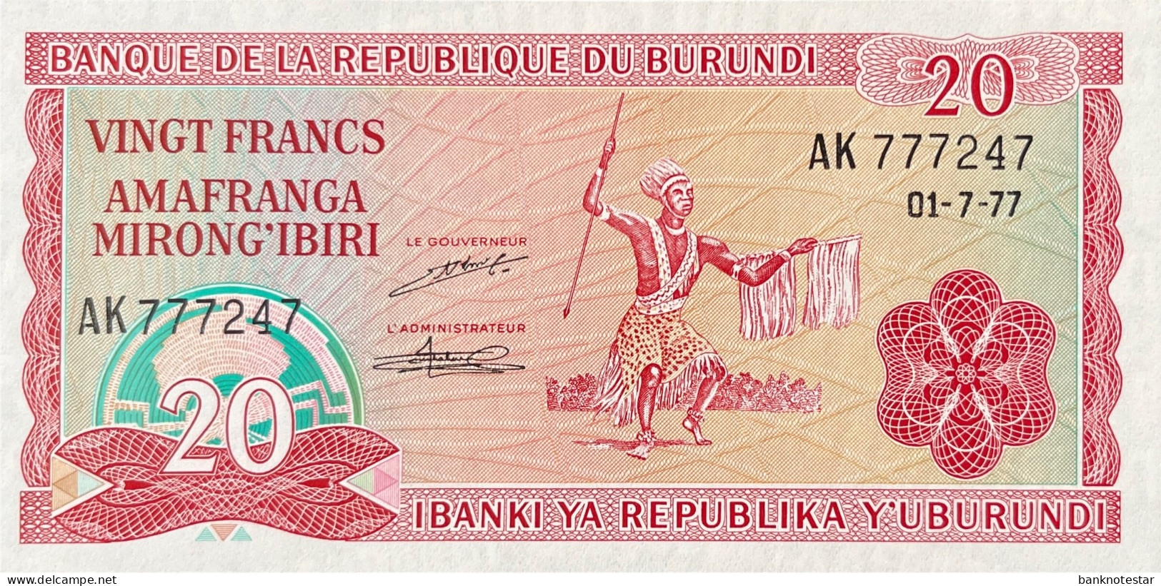 Burundi 20 Francs, P-27a (1.7.1977) - UNC - Burundi