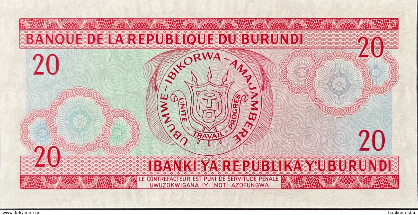 Burundi 20 Francs, P-27a (1.7.1977) - UNC - Burundi
