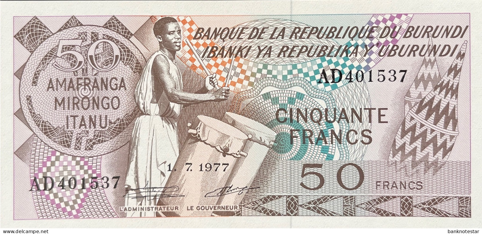 Burundi 50 Francs, P-28a (1.7.1977) - UNC - Burundi