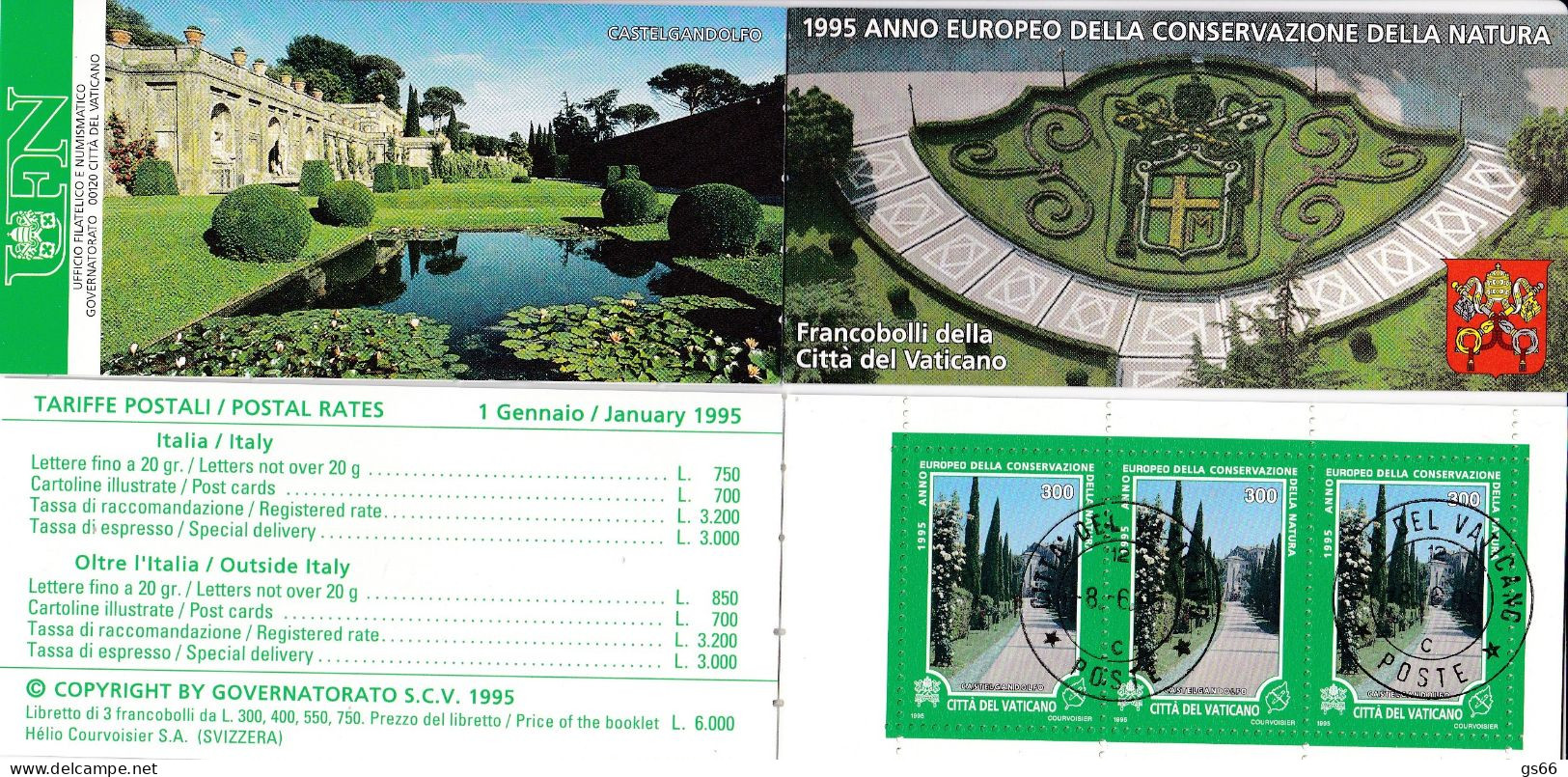 Vatican, 1995, 1146/49 MH 5, Used Oo,  Europäisches Naturschutzjahr. - Carnets