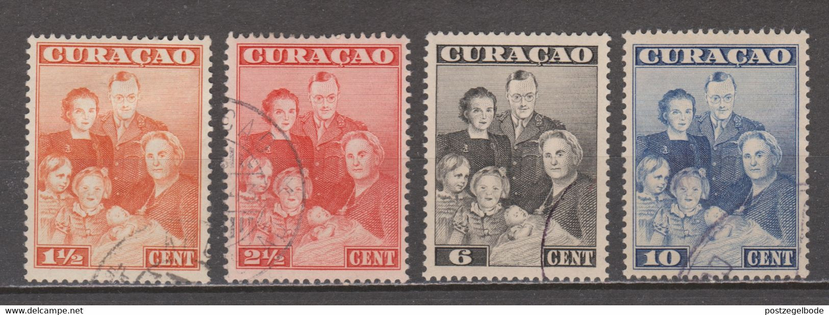 Nederlandse Antillen Curacao 164 165 166 167 Used Nederlandse Koninklijke Familie Royal Family Famille Royal 1943 - Curaçao, Nederlandse Antillen, Aruba