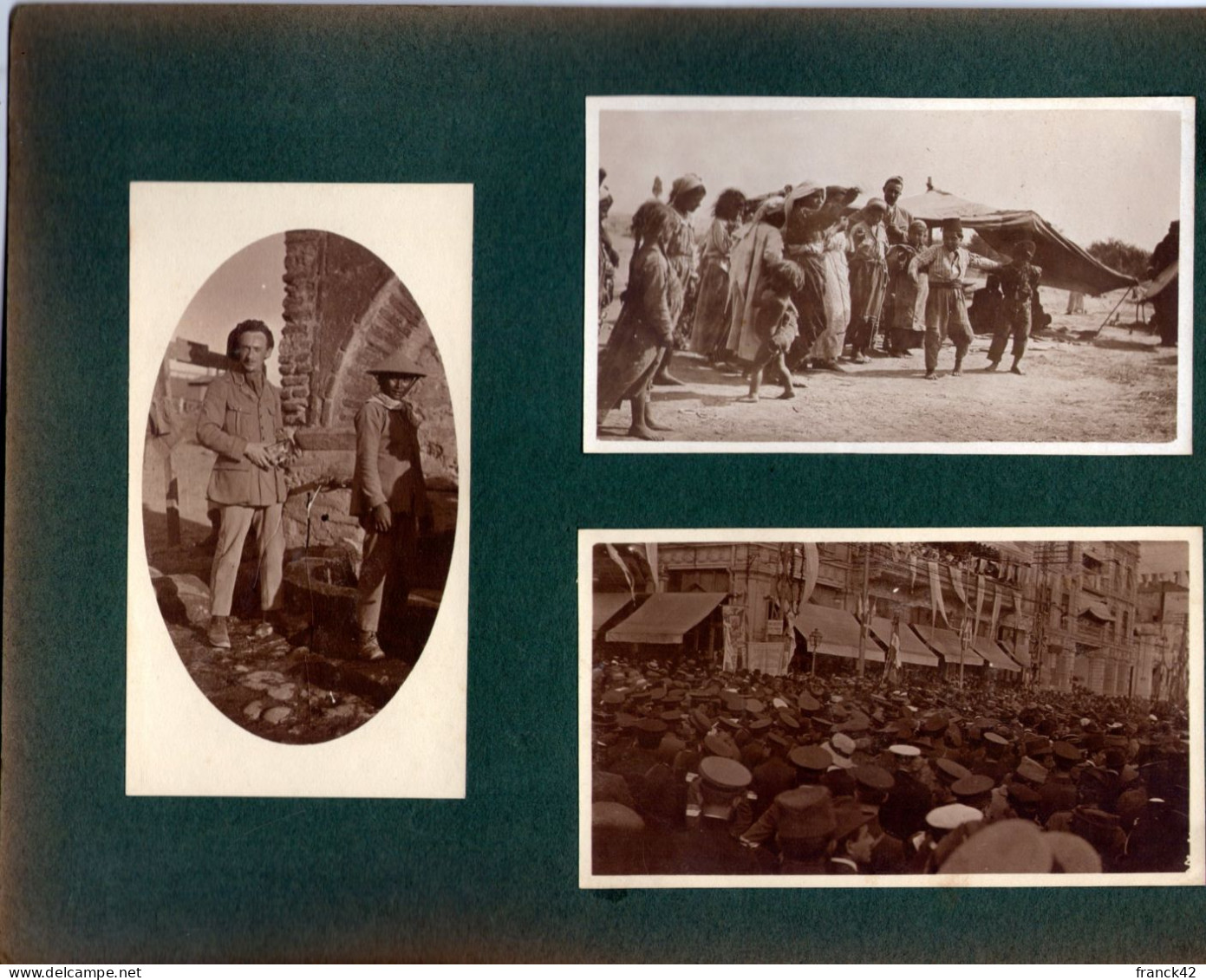 7 Petites Photos Collées Sur Carton Format A5. Soldats, Artillerie, Mitrailleuse, Balkans, Annamite - 1914-18