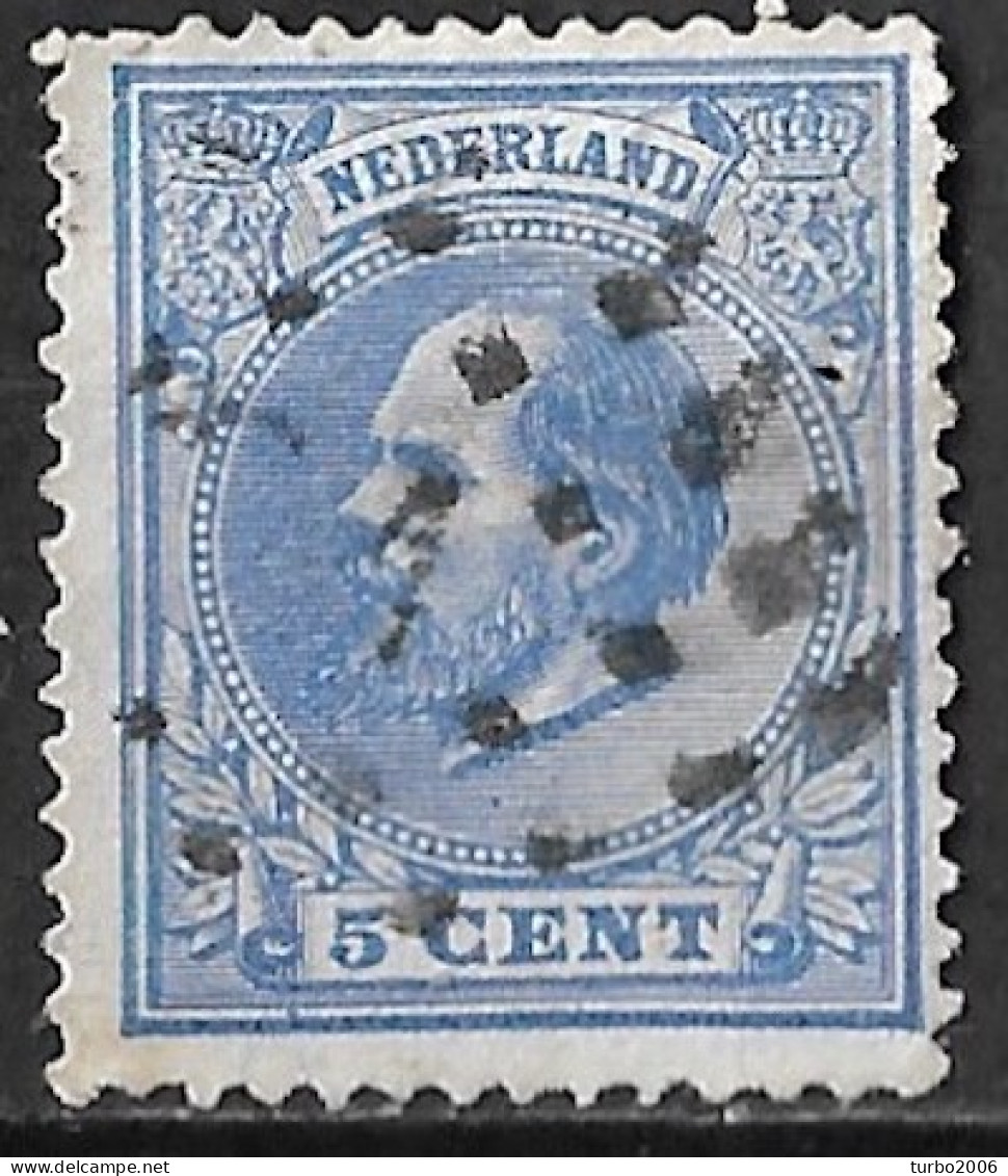Blauwe Punt Tussen Kaderlijn En Binnenlijn Linksonder In 1872 Koning Willem III 5 Cent Blauw NVPH 19 - Errors & Oddities