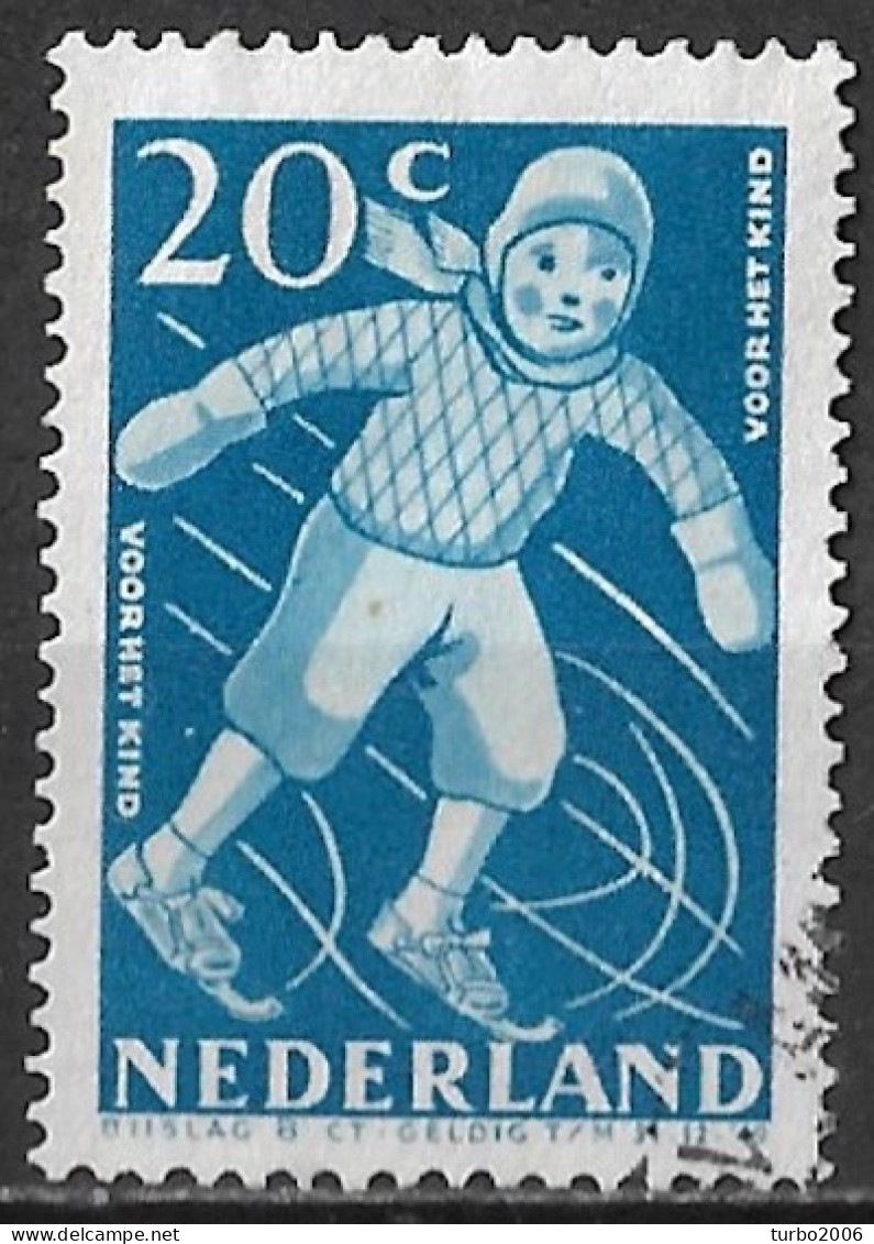 Extra Wit Lijntje In 1948 Kinderzegels 20 + 8 Ct Blauw NVPH 512 - Variétés Et Curiosités