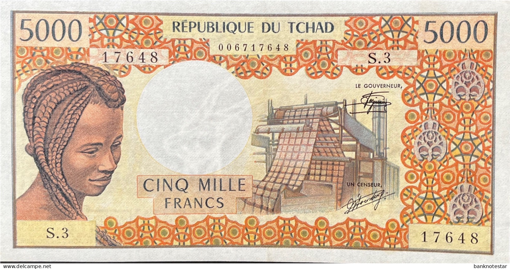 Chad 5.000 Francs, P-5a (1976) - AU - Tsjaad