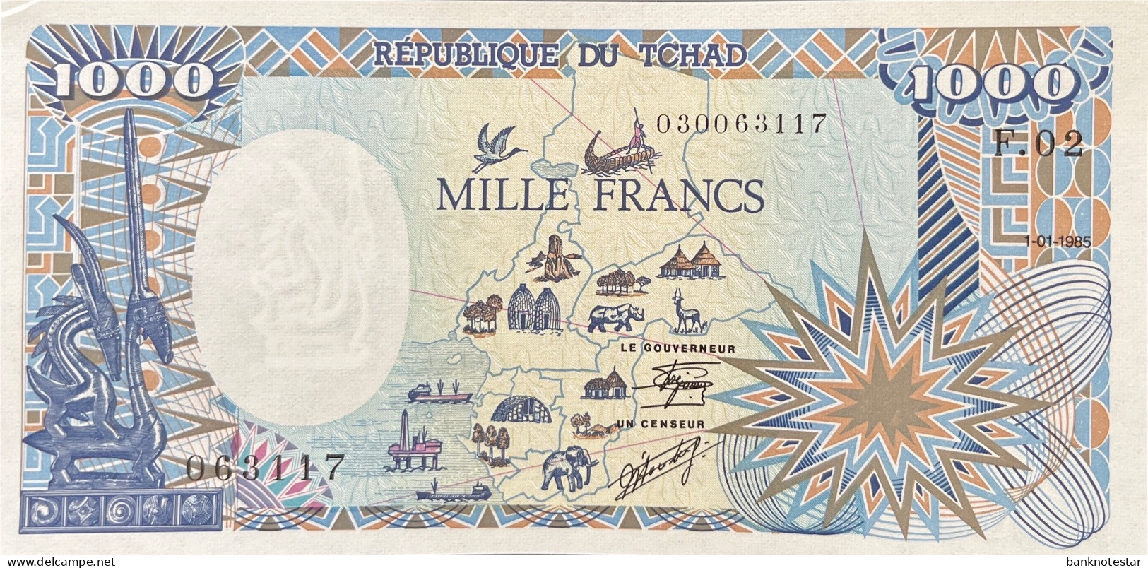 Chad 1.000 Francs, P-10Aa (1.1.1985) - UNC - Tsjaad