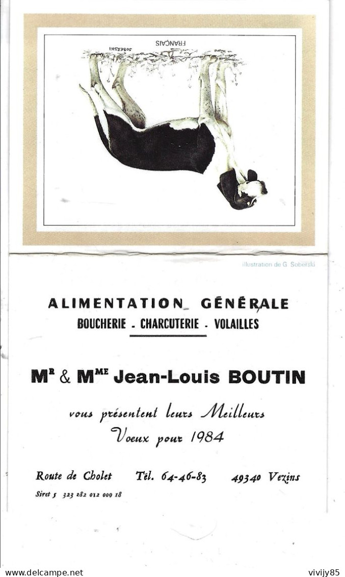 49 - VEZIN - T.Beau Petit Calendrier De Meilleurs Voeux " Jean Louis BOUTIN  , Alimentation Générale " - Small : 1981-90