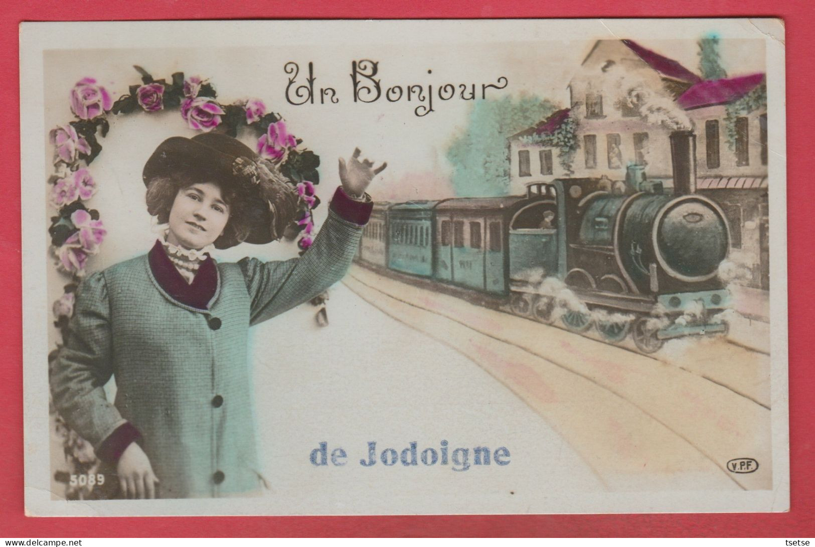 Jodoigne ... Un Bonjour De ... Jolie Fantaisie / Train Vapeur  -1910 ( Voir Verso ) - Jodoigne