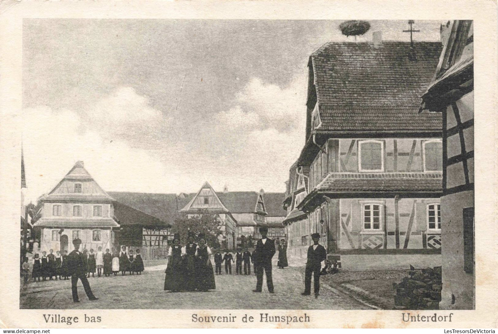 FRANCE - Bas Rhin - Village Bas - Souvenir De Hunspach - Unterdorf - Animé - Carte Postale Ancienne - Haguenau