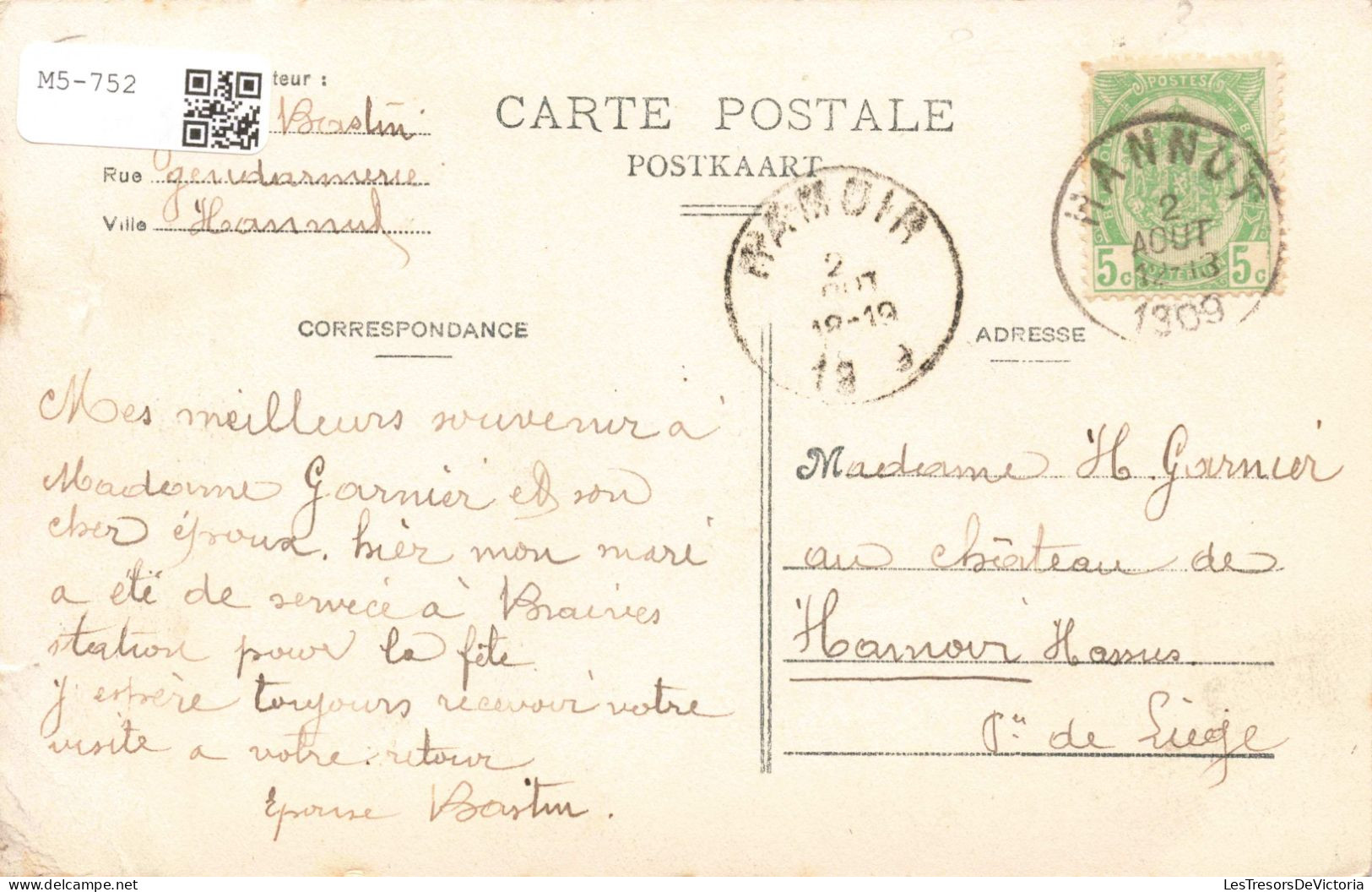 BELGIQUE - Hannut - Le Couvent Des Pères Croisiers -  Carte Postale Ancienne - Borgworm