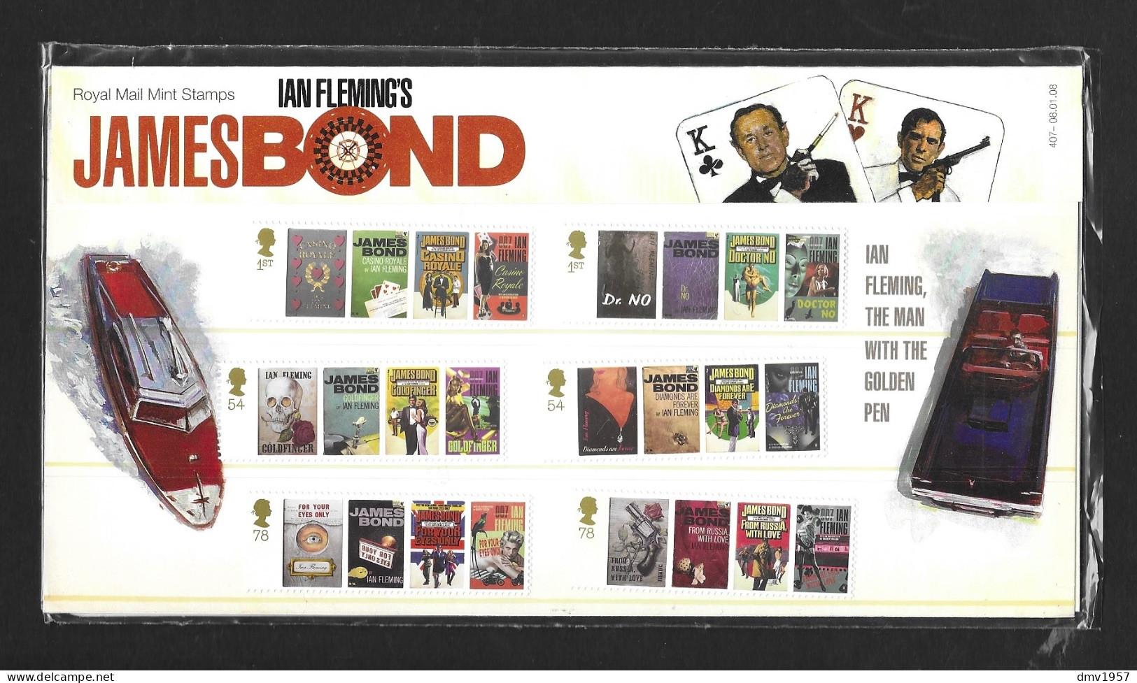 Great Britain 2008 & 2020 James Bond Pres Packs Sg 2797/2802, 4332/7 & MS 4338 - Presentation Packs