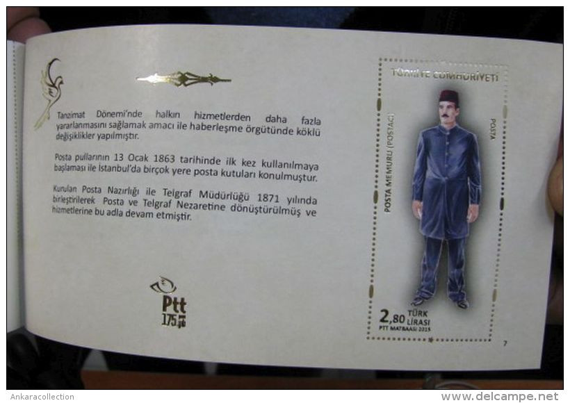 AC - 175th YEAR OF THE TURKISH POST MNH BOOKLET UNIFORMS OF TURKISH POSTMEN 23 OCTOBER 2015