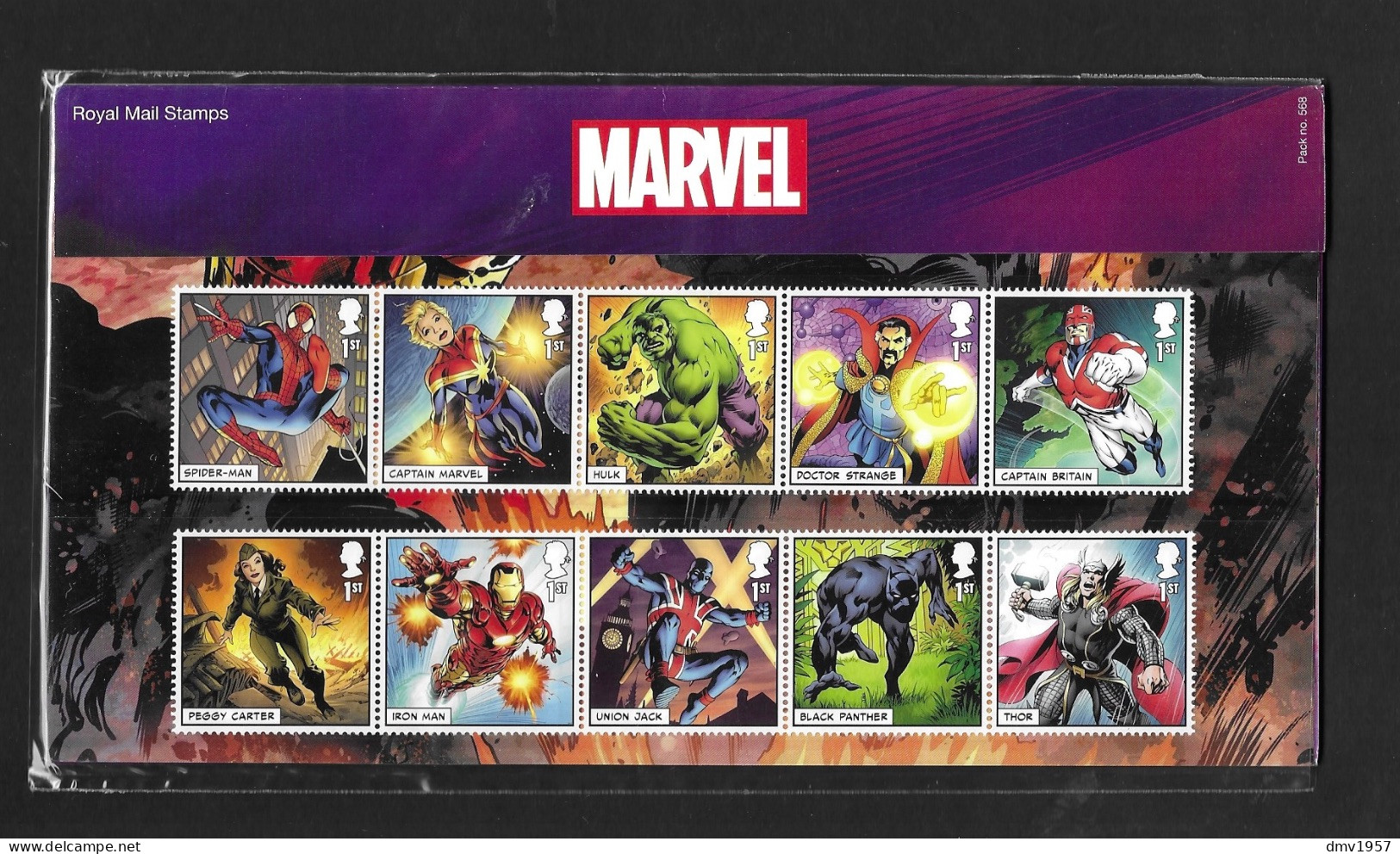 Great Britain 2019 Marvel Presentation Pack Sg 4182/4191 & MS 4192 - Presentation Packs