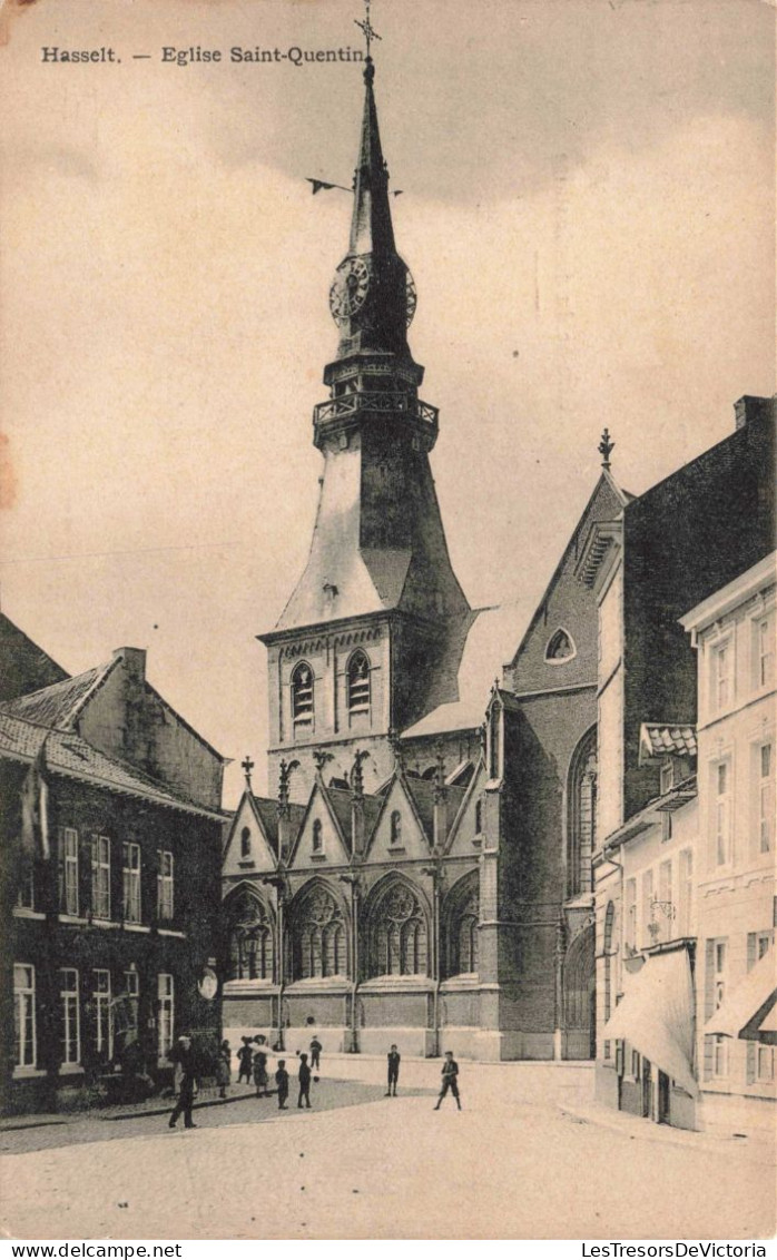 BELGIQUE - Hasselt - Eglise Saint-Quentin - Animé -  Carte Postale Ancienne - Hasselt