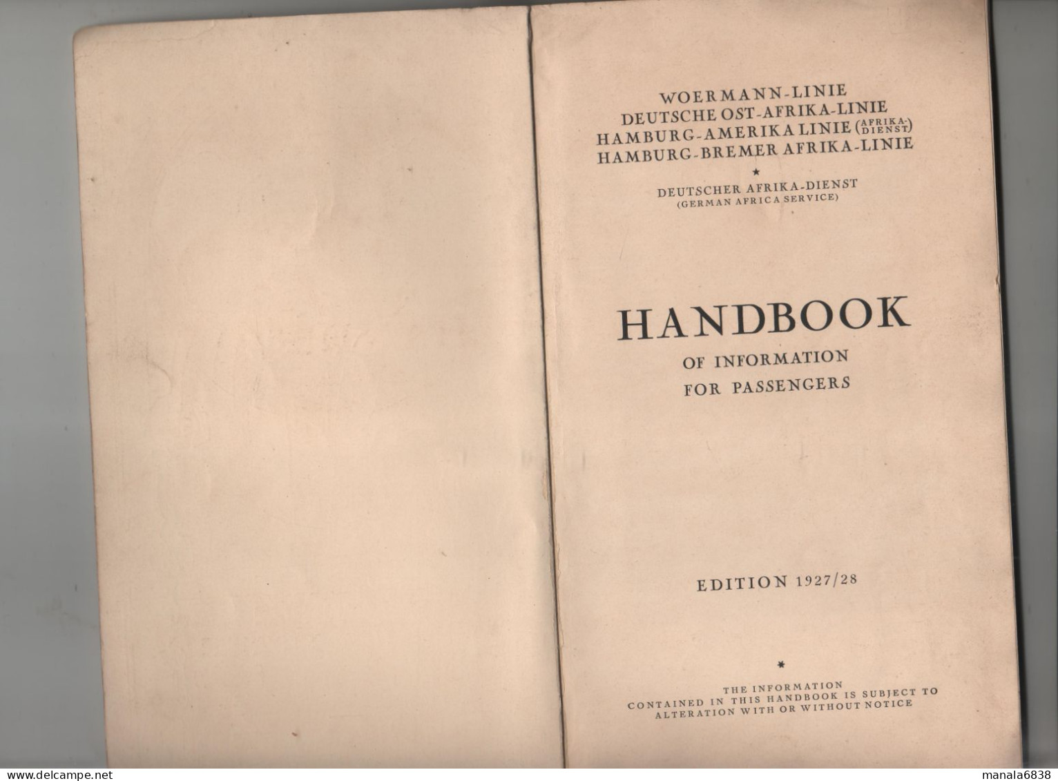 Woermann Linie Deutsche Ost Afrika Hamburg Amerika Bremer German Service 1927 Toledo Njassa...Wadai - Other & Unclassified