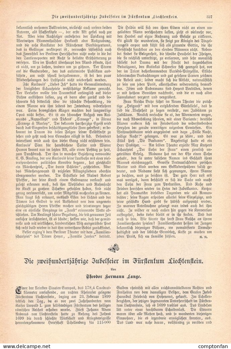 A102 1422 Liechtenstein 200 Jahre Jubelfeier Artikel / Bilder 1898 - Autres & Non Classés