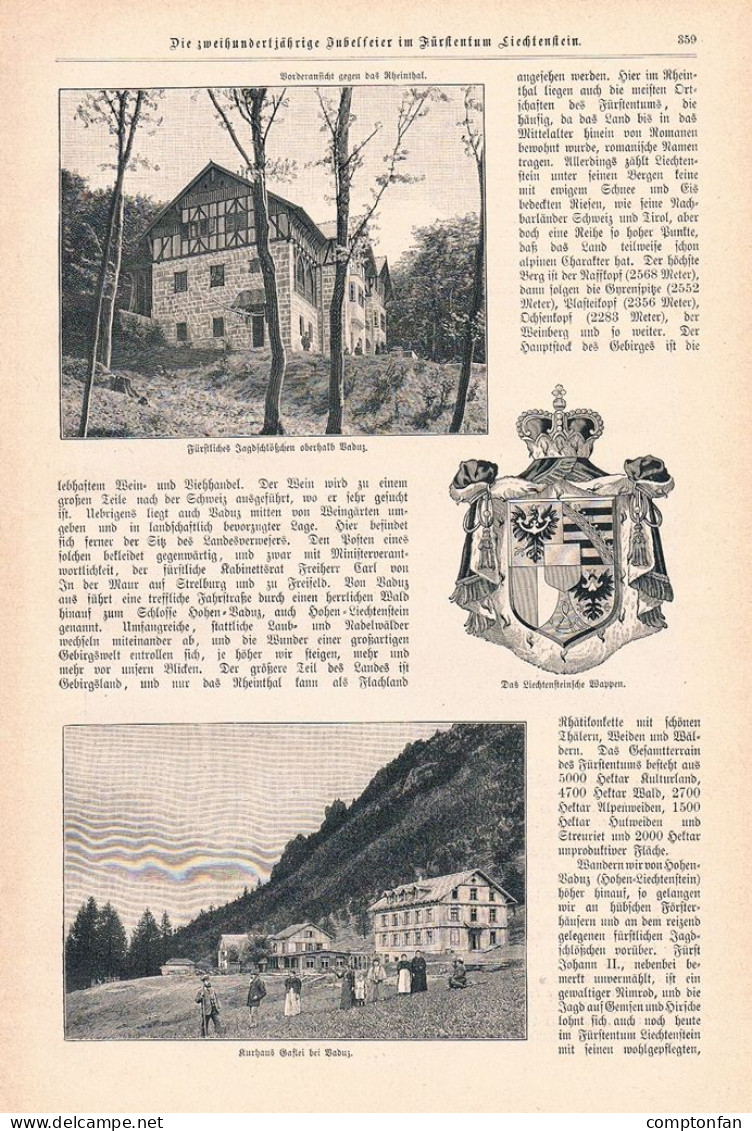 A102 1422 Liechtenstein 200 Jahre Jubelfeier Artikel / Bilder 1898 - Autres & Non Classés