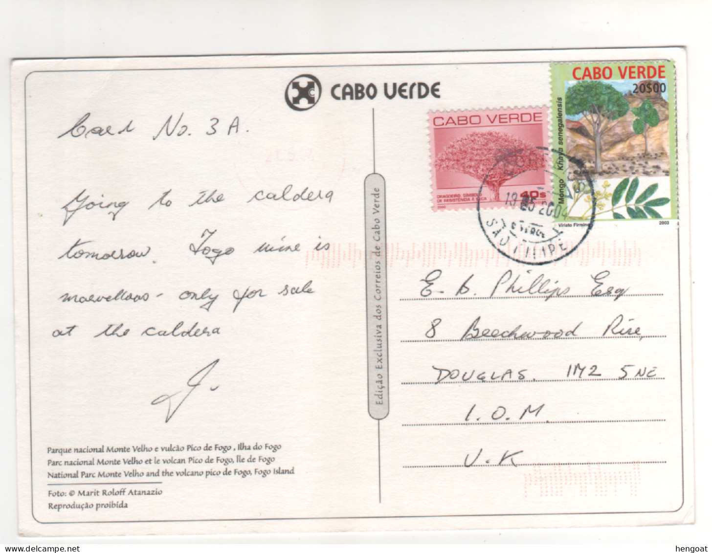 Beaux Timbres ,  Stamps  " Arbres " Sur CP , Carte , Postcard Du 10/05/2004 - Cap Vert