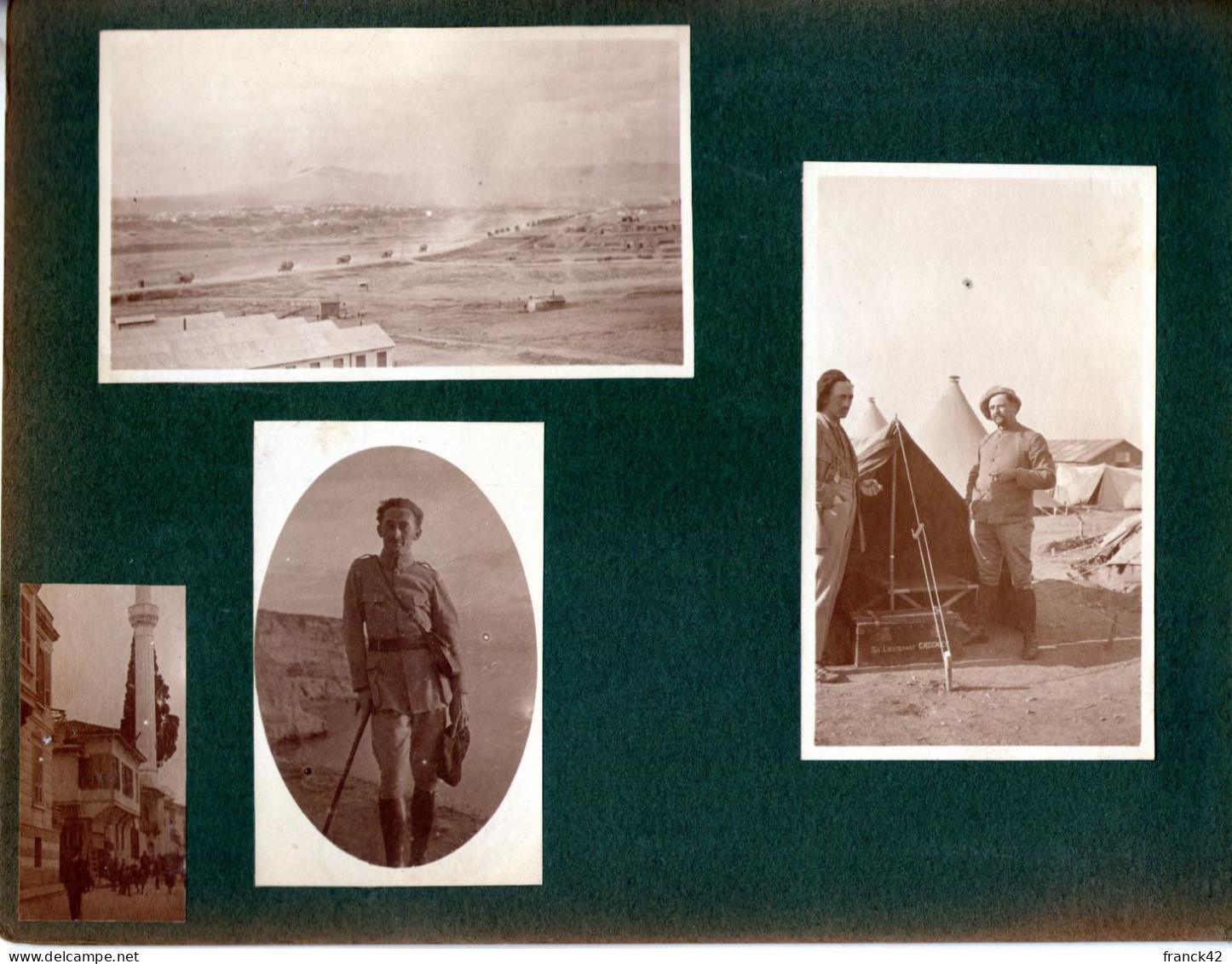 7 Petites Photos Collées Sur Carton Format A5. Soldats, Mitrailleuse, Convoi - 1914-18