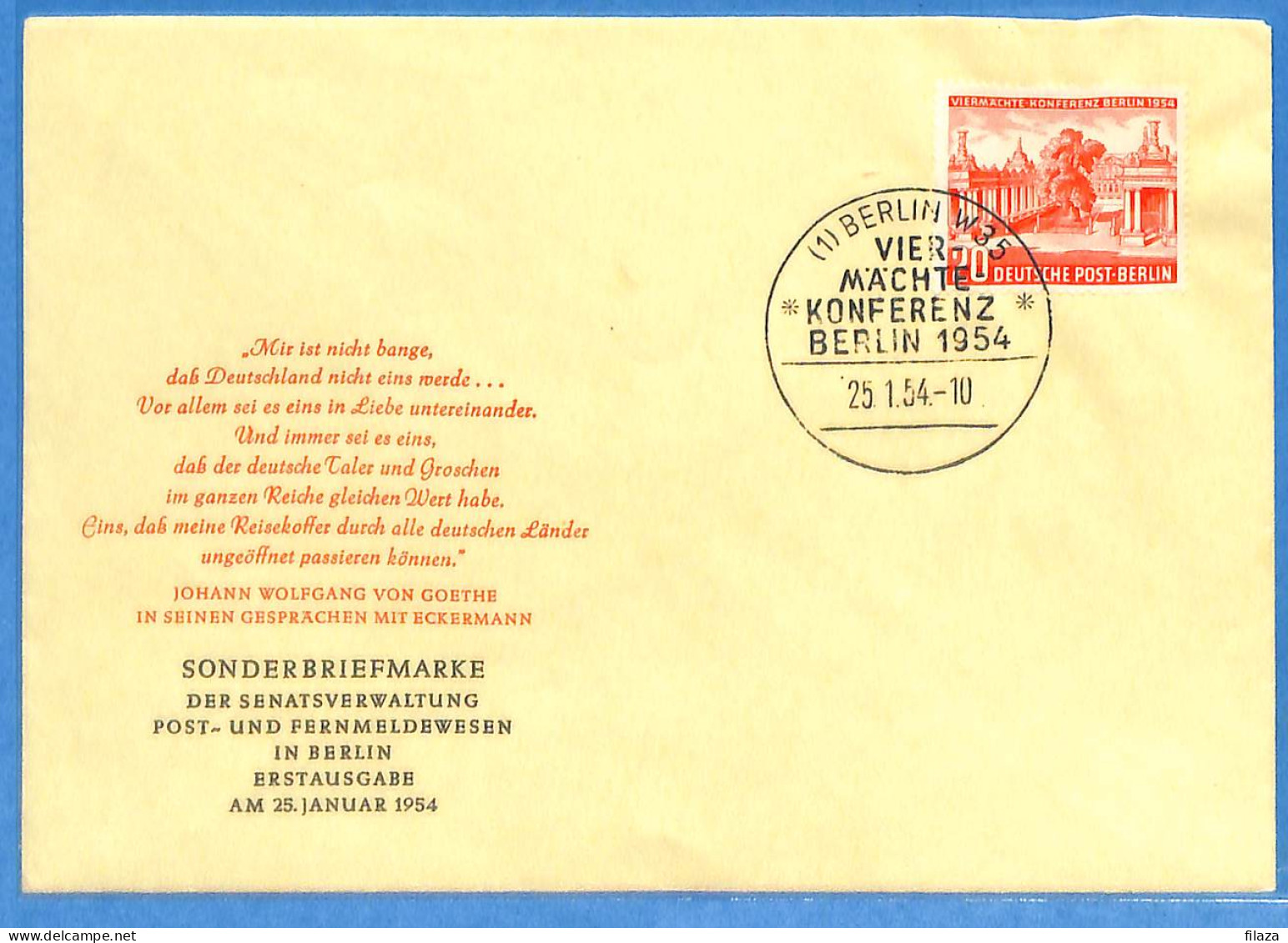 Berlin West - Lettre - FDC  - L02936 1954 - Autres & Non Classés