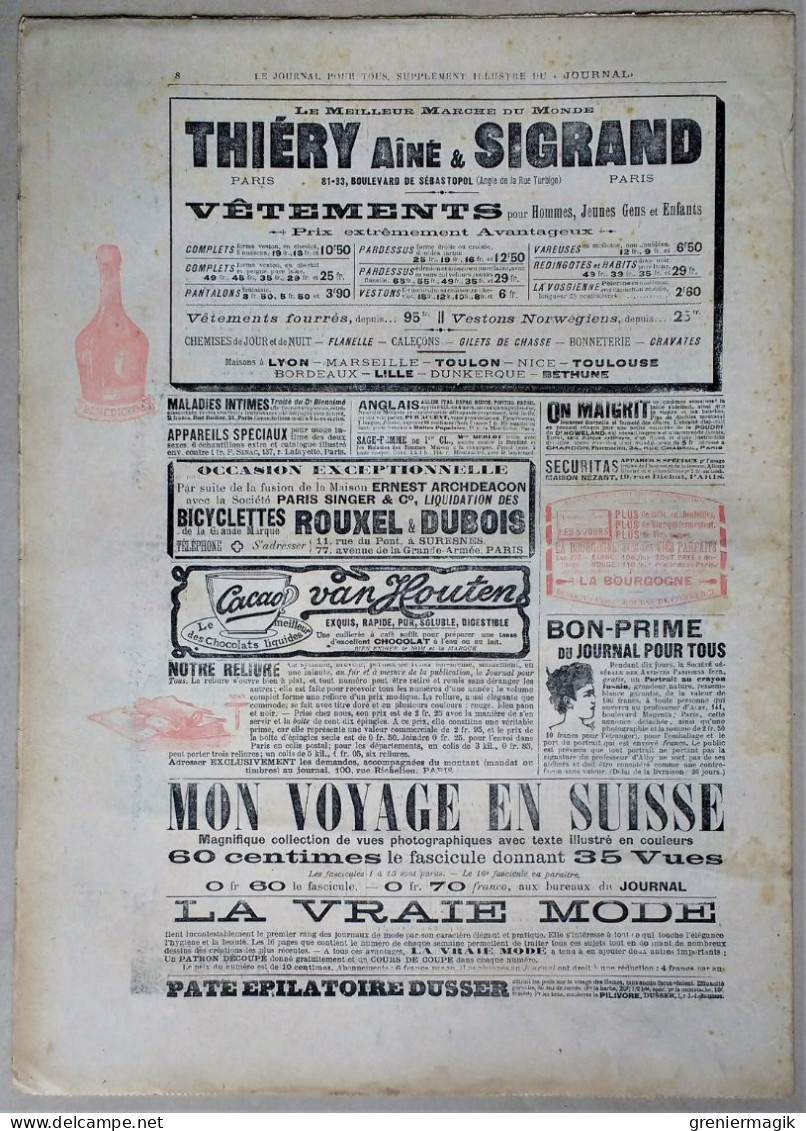 Le Journal Pour Tous N°45 9/11/1898 Ca Finira Mal Par F. Bac/La Sentinelle Oubliée Par Tiret-Bognet/Les Bleus Gottlob - 1850 - 1899