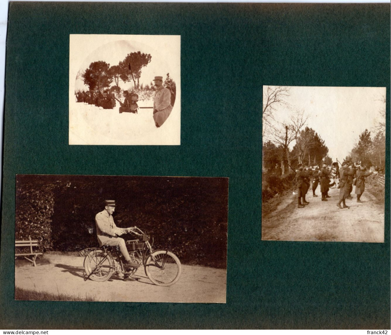 6 Petites Photos Collées Sur Carton Format  Plus Petit Qu'A5. Soldats, Cyclistes, Musiciens - 1914-18