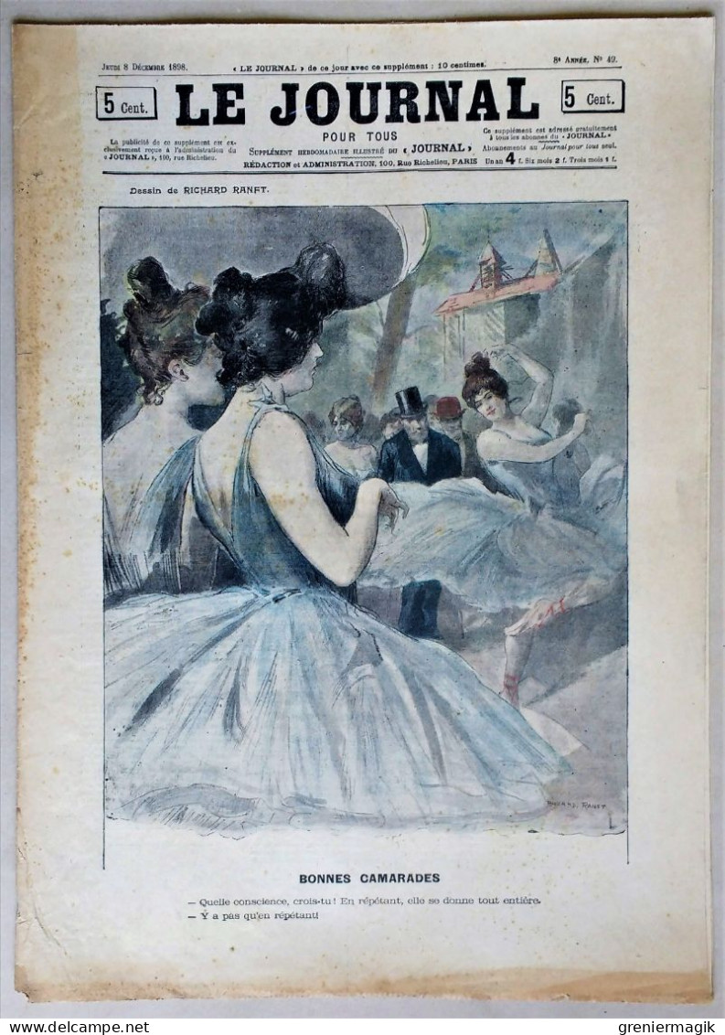 Le Journal Pour Tous N°49 8/12/1898 Bonnes Camarades Par Richard Ranft/La Province Par Huard/Hôtels Meublés Par Gottlob - 1850 - 1899