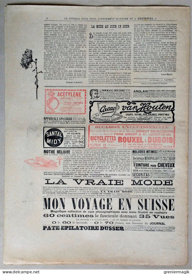 Le Journal Pour Tous N°49 8/12/1898 Bonnes Camarades Par Richard Ranft/La Province Par Huard/Hôtels Meublés Par Gottlob - 1850 - 1899