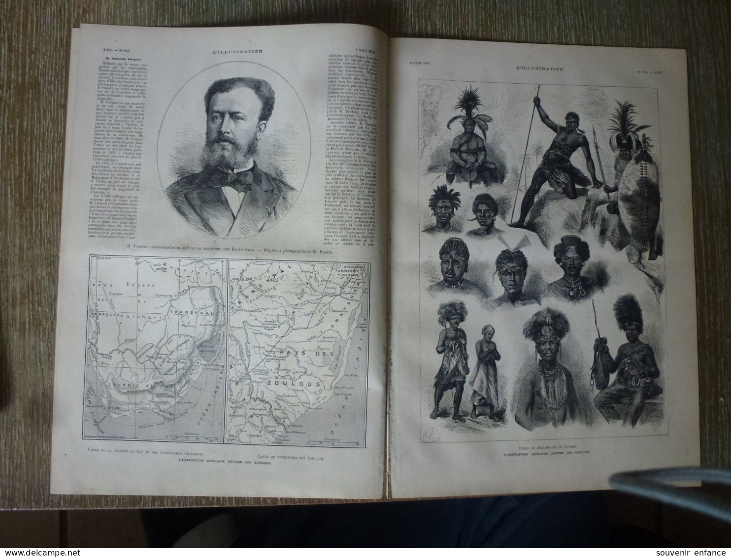 L'Illustration Mars 1879 Drapeaux Armée Française Types De Zoulous Cafres Inondations à Bordeaux Avenue Thiers Louvain - 1850 - 1899