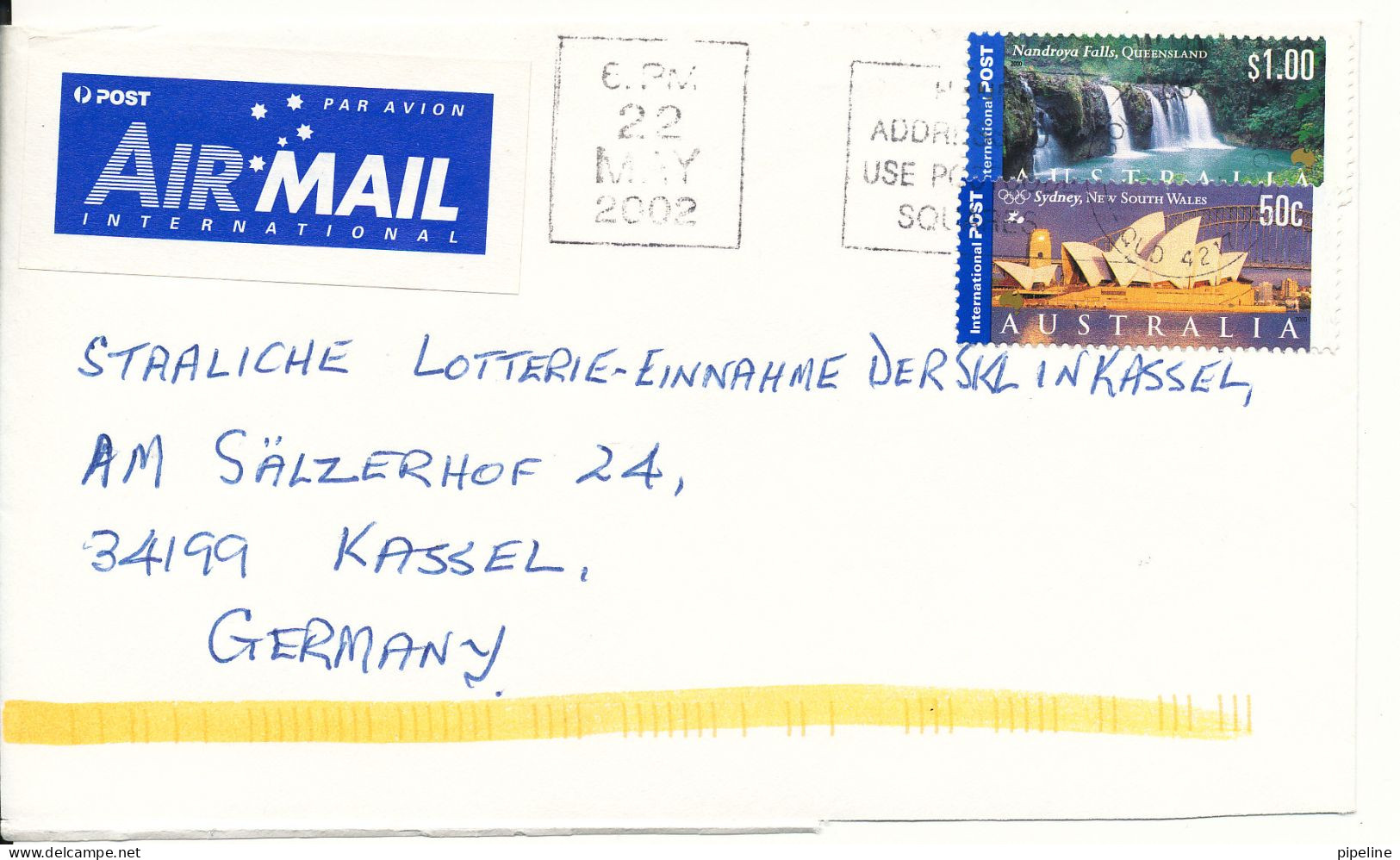 Australia Cover Sent Air Mail To Germany 22-5-2002 - Cartas & Documentos