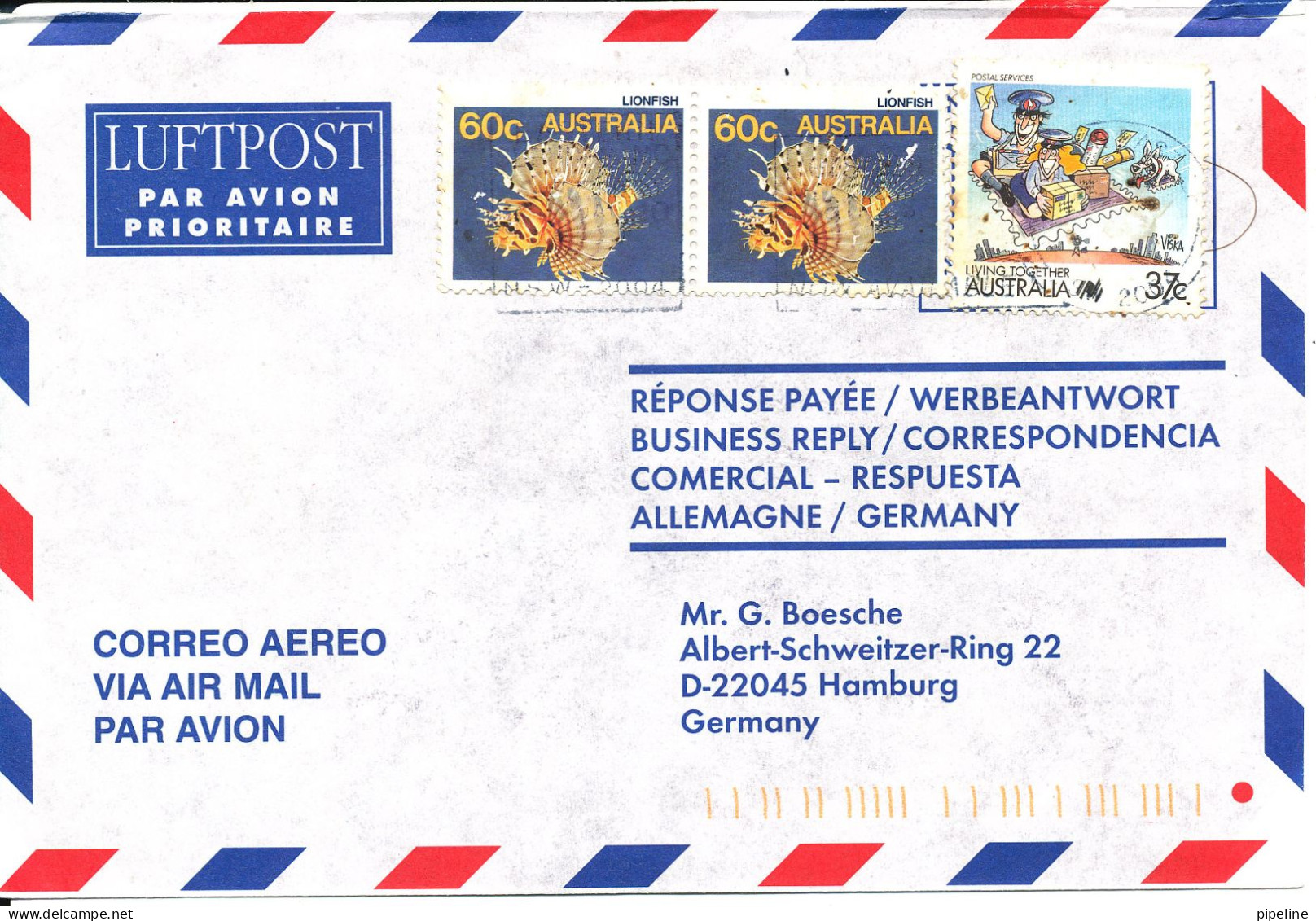 Australia Air Mail Cover Sent To Germany - Briefe U. Dokumente