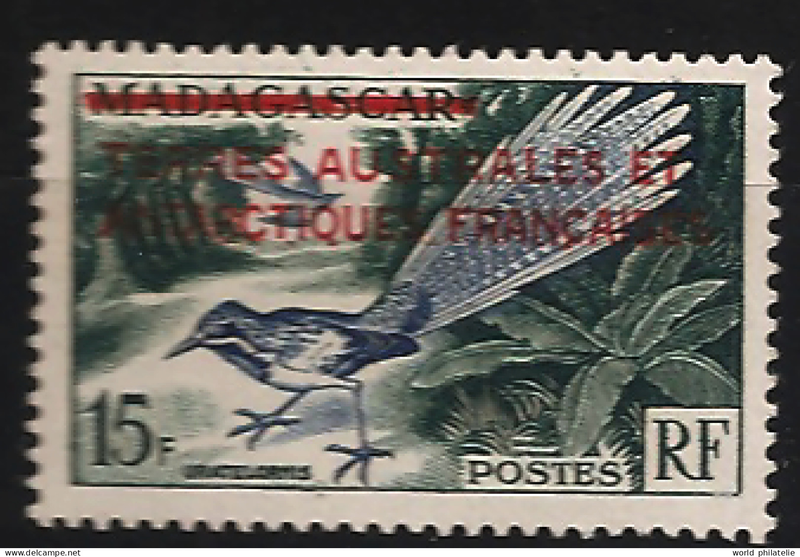 TAAF Terres Australes 1955 N° 1 ** Surchargé, Madagascar, Oiseau, Brachyptérolle à Longue Queue, Uratelornis - Neufs